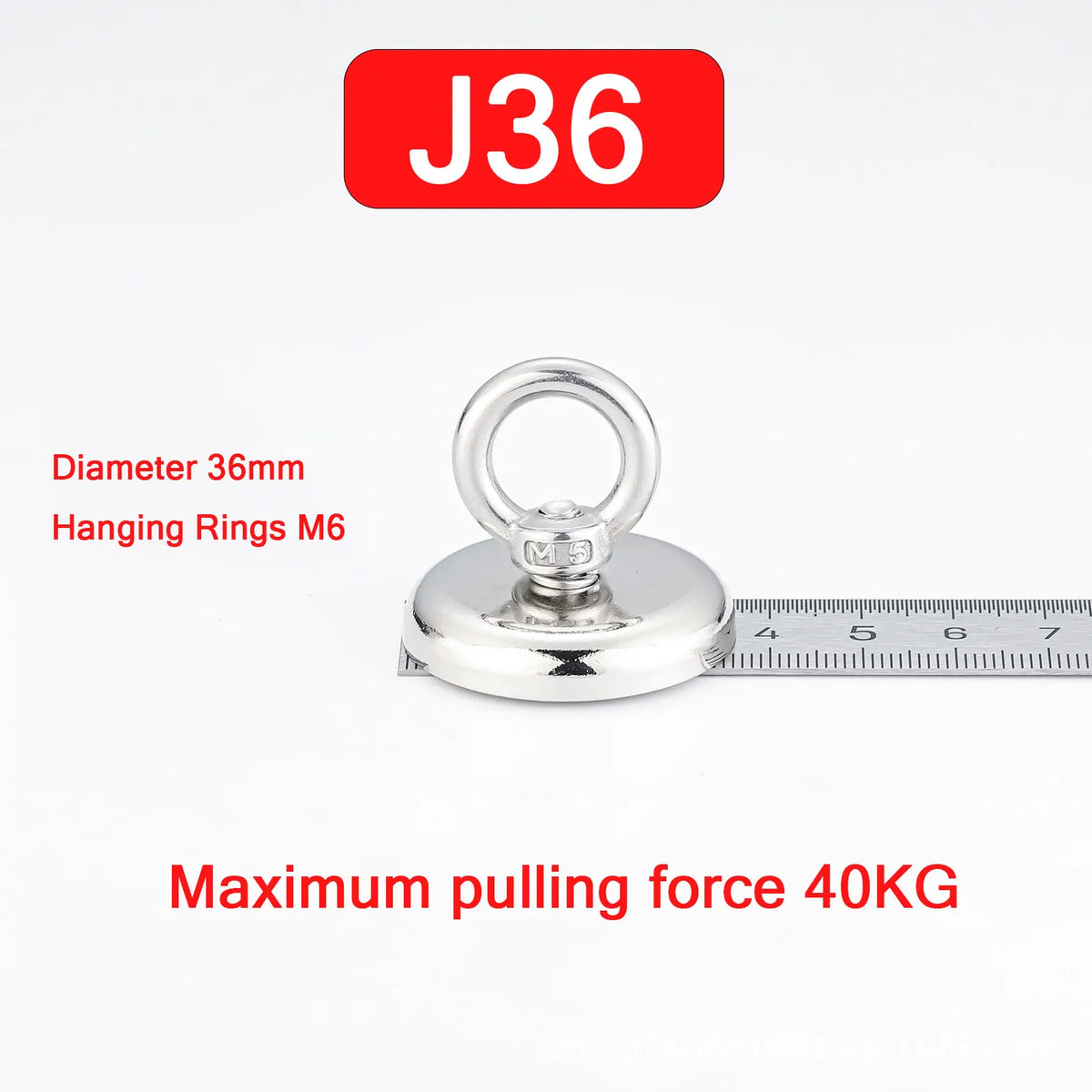 Anillo colgante plateado de 36mm de diámetro y fuerza máxima de tracción de 40KG