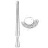 A precision metal ring sizer kit with a graduated scale and a flexible ring mandrel.
