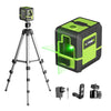 A professional 2-line laser level system including a tripod, a main unit, and mounting accessories.