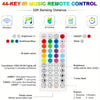 A 44-key IR music remote control featuring various buttons for wireless, music sync, IR control, APP control, and timer funct