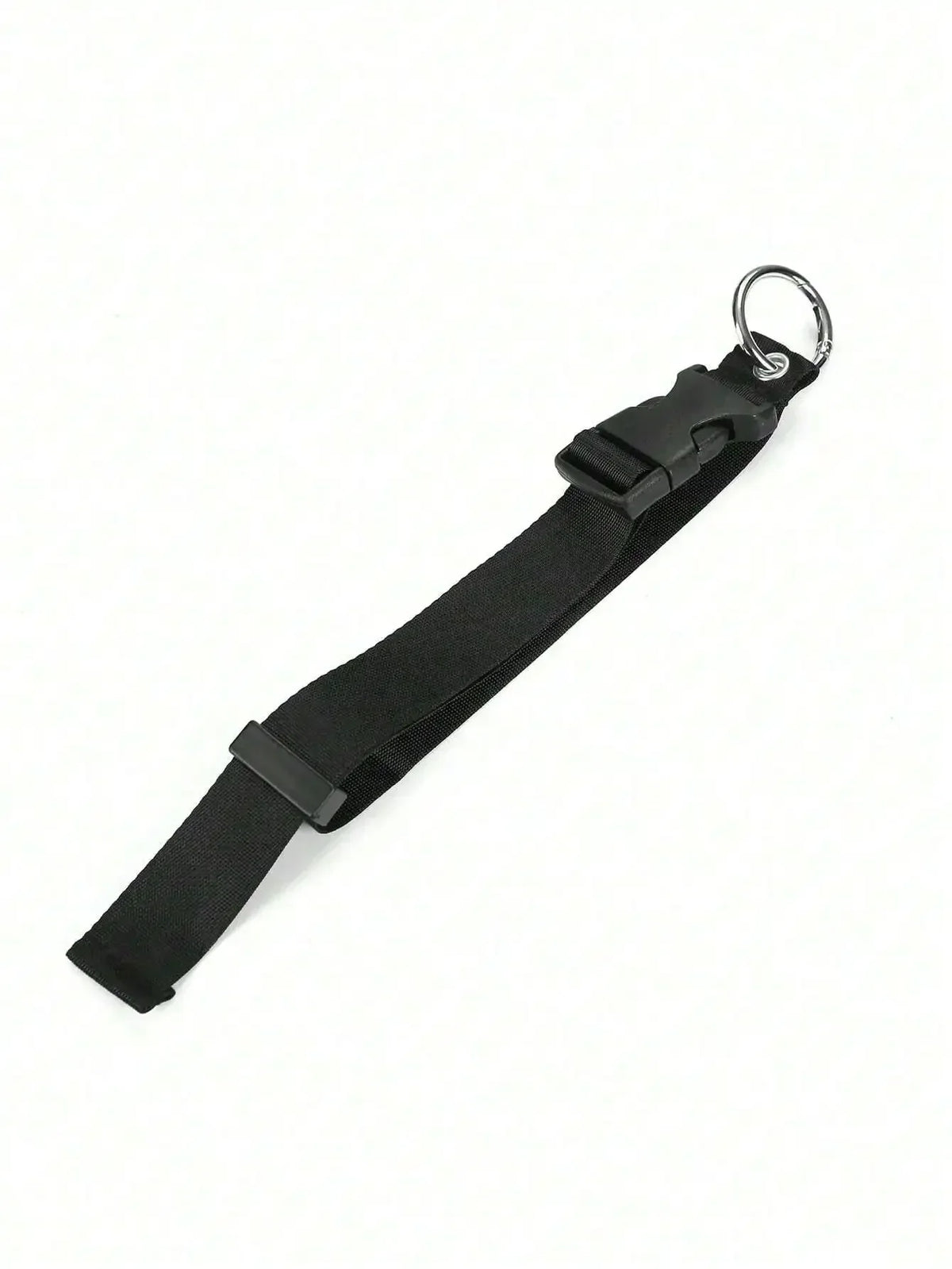 Durable schwarzer Gepäckriemen und Rucksackclip-Set mit Metallring.
