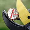 Close-up of professional metal pruning shears showing a cross-section of wood with a 40mm measurement mark.