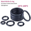 A set of black nitrile O-rings in various sizes (1mm to 3mm) for automotive and mechanical sealing applications.