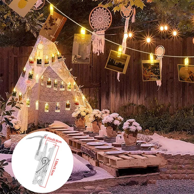 LED fairy clip string lights used for outdoor decor and string lighting display
