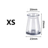 Clear glass furniture leg pad with a cylindrical shape, measuring 20mm in diameter and 29mm in height.