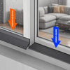 Diagramm zur Installation einer 1 Meter langen wetterfesten Fensterdichtung, die Außen- und Innenfenster zeigt