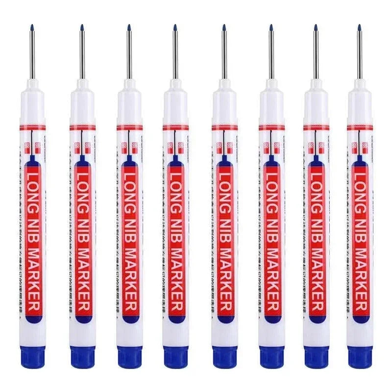 A set of long nib marker pens used for precision perforating and deep hole marking.