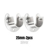 Two silver stainless steel closet rod brackets, 25mm each.