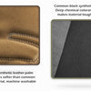 A comparison showing a brown synthetic leather material and a black synthetic leather material.