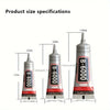 A comparison chart showing the size specifications of B-6000 adhesive bottles in various volumes.