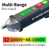 A digital multi-range AC voltage detector pen with adjustable sensitivity settings.