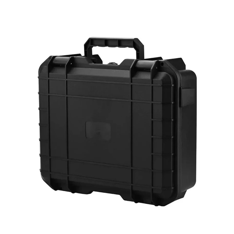 Black durable hard carry case with a handle and customizable foam inserts.
