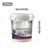 A clear plastic container of epoxy colored leveling paint with dimensions 13cm/5.12in.