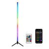 A tall, slender floor lamp with a vertical gradient of RGB LED lights.