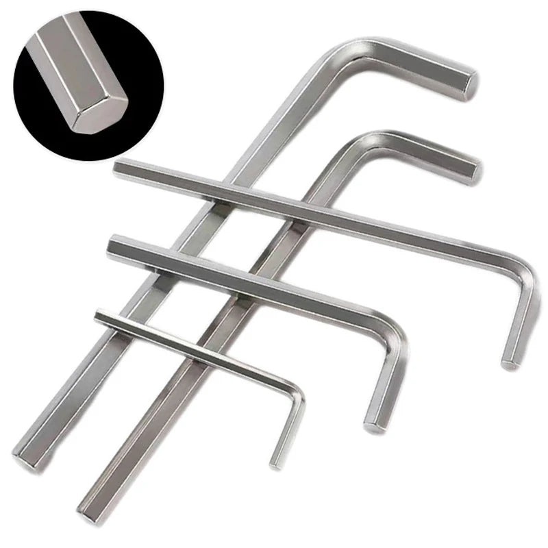 A set of precision flat head Allen wrenches, including a single wrench shown in a circular inset.