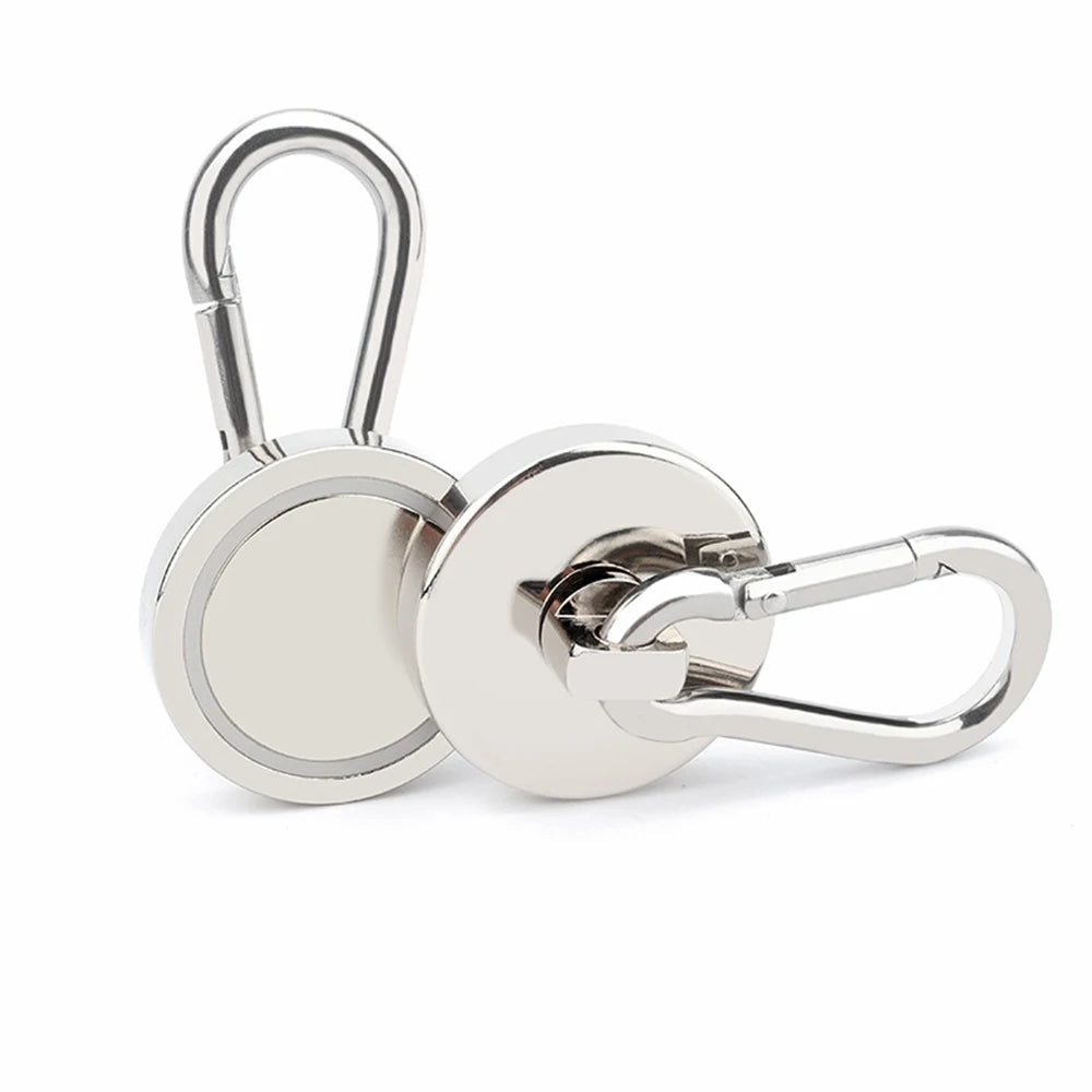 Silver heavy duty magnetic hooks with swivel carabiners for securing items