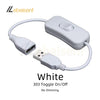 White USB to DC LED controller cable with a toggle on/off switch