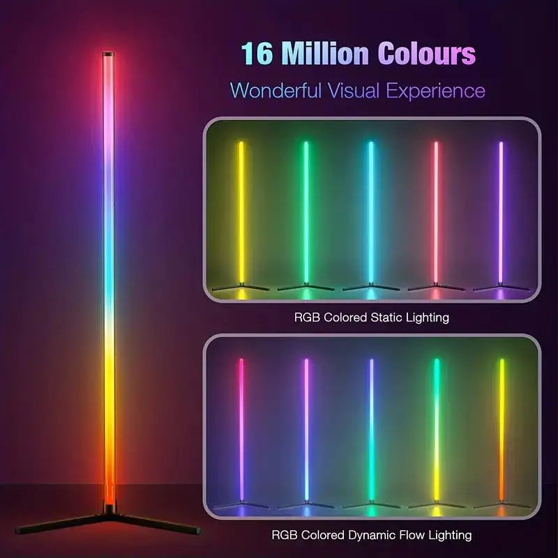 Lampe sur pied affichant 16 millions de couleurs avec éclairage fixe et dynamique RVB.
