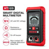 Red digital multimeter with display showing 0.000V, featuring AC/DC voltage, resistance, buzzer, and non-contact detection.