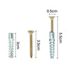 Ensemble de vis d'expansion dentées métalliques pour ancrages en béton, vues variées.