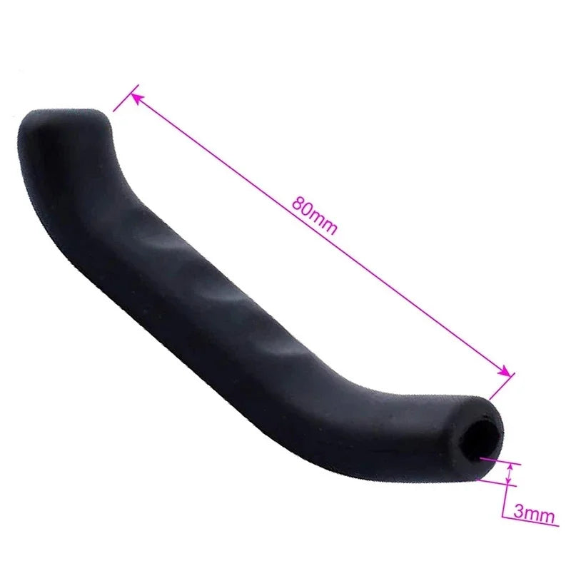 Black silicone brake lever protector cover with a 80mm length and 3mm diameter.