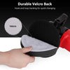 A hand holds a black compound buffing polishing pad with a velcro back for auto detailing.