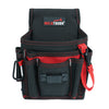 Black Melotough tool organizer pouch with red stitching and multiple pockets