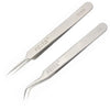 A pair of FEITA precision stainless steel tweezers, labeled 5-SA and 7-SA.
