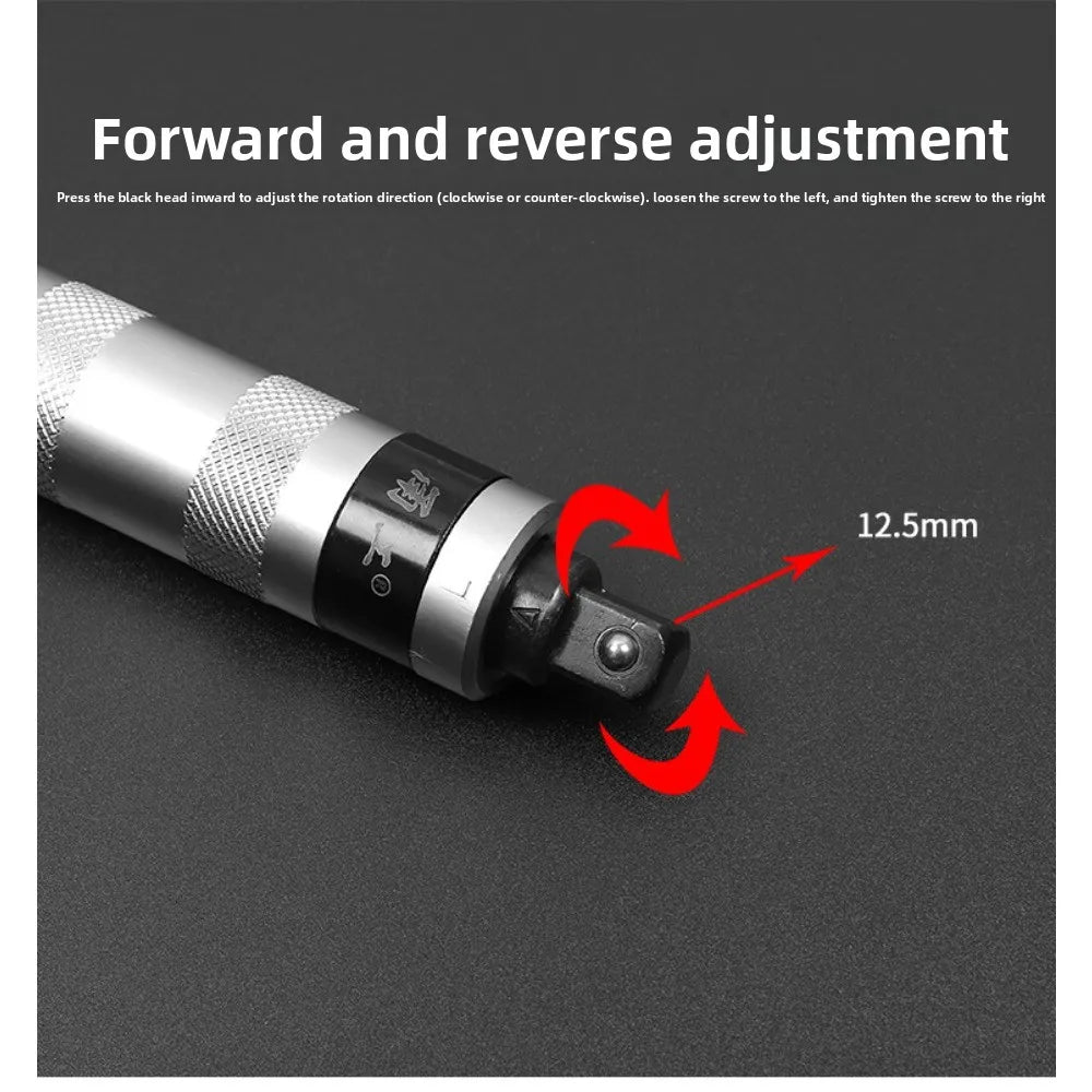 A close-up view of a precision impact screwdriver with a black head and a 12.5mm adjustment screw.