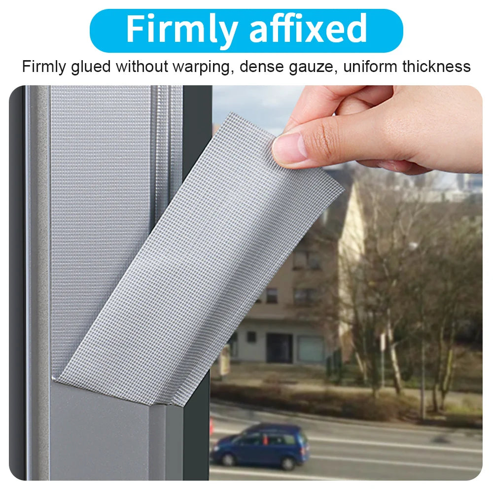 Close-up of firmly affixed multi-color cloth tape applied to a vertical surface.