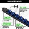 Black ABS finish organizer rail with springloaded ballbearings and a convenient hang hole for storage