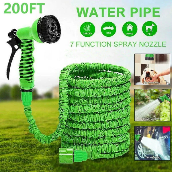 Grüber ausziehbare Hochdruck-Wasserleitung und Sprühdüse mit verschiedenen Funktionen für Garten, Auto, Haus und Haustiere
