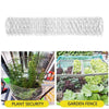 Galvanized metal wire netting used as a plant security and garden fence.