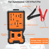 A compact automotive relay tester with positive and negative clips, LED, and test switch for 4pin/5pin relays.