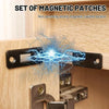 Set of magnetic patches showing strong magnetic cabinet suction on a wooden surface
