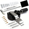 Kit d'outils pour retirer et réparer des liens de montre, incluant pinces, tenailles et instruments spécialisés.