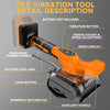 Herramienta vibratoria de azulejo naranja con mango de goma, ventosa y botones de ajuste.