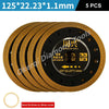 Five gold-colored diamond saw blade discs with a 1.1mm thickness and a 125x22.23 size.