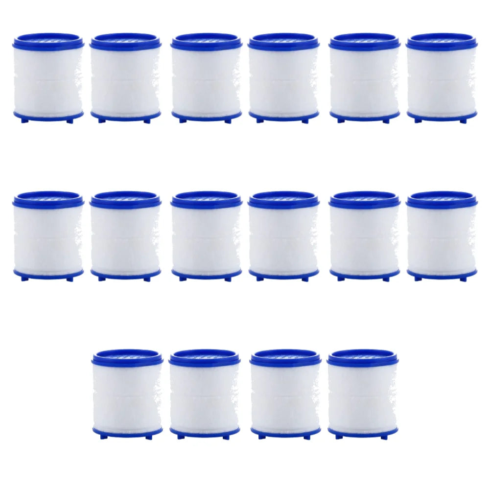 Un juego de doce filtros rotatorios para grifo de cocina blanco y azul.