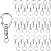 A collection of 30 silver lobster clasp key rings and jump rings.