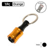 Orange 1Pc screwdriver bit holder with a hexagonal shaft and a metal ring.