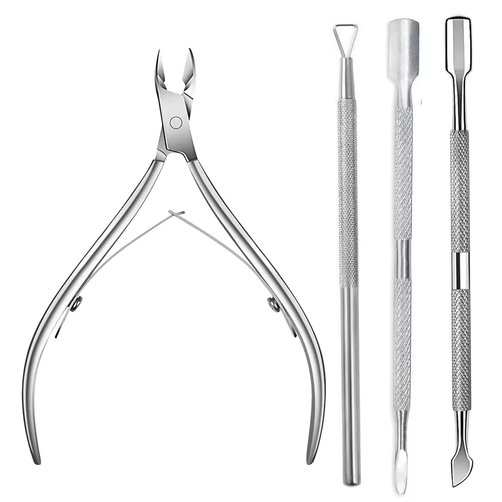 Set professioneller Edelstahl-Nagel- und Cuticle-Trimmer in verschiedenen Größen.