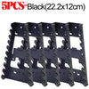 Five black plastic organizer racks with a 22.2x12cm size.