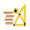 A yellow multi-functional 4-fold plastic measuring ruler with markings and features for durability and ease of use.