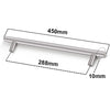 Stainless steel T-bar cabinet handles with a 450mm length and 10mm diameter.