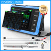 A blue digital oscilloscope DS0510 with various cables and probes for testing.