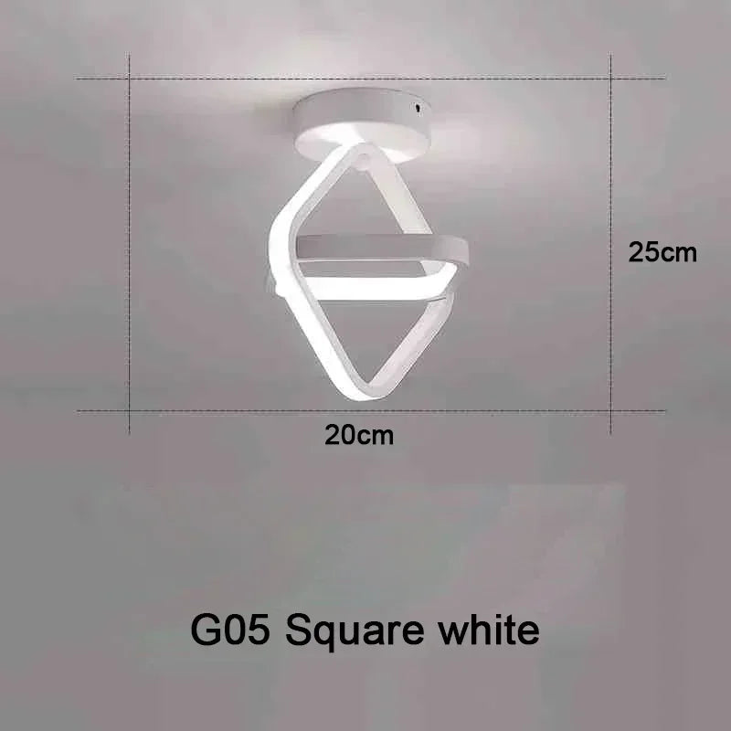 Lámpara de techo LED cuadrada blanca moderna montada en la pared, con dimensiones de 25x20 cm.