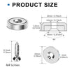 Diagram showing the size and dimensions of M4 screws and a disc magnet.