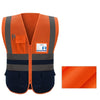 Orange high-visibility reflective safety vest for cycling and motorcycling