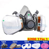 A set of half-face respirator and safety goggles for painting and work, including various sizes.